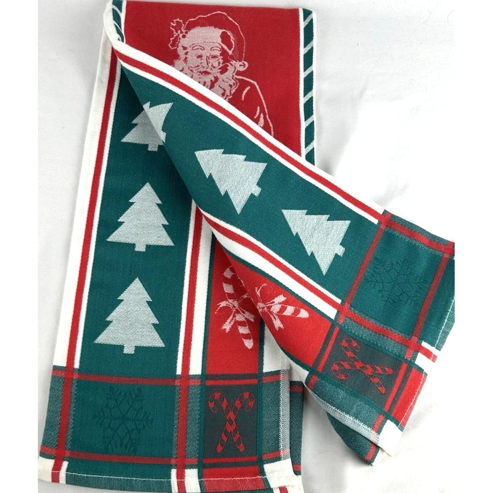 New Casa Fina Santa Claus Candy Canes Tea Dish Towel 20
